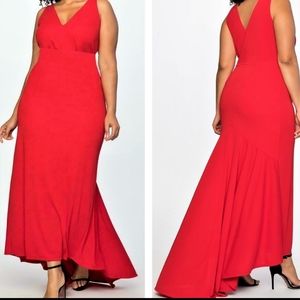 SIZE 24 ELOQUII RED DEEP V FRONT & BACK EVENING GO